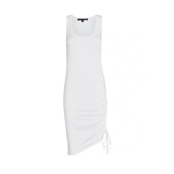 Veronica Beard Jeans Tamri Dress Medium White Ruched EUC - Picture 1 of 7